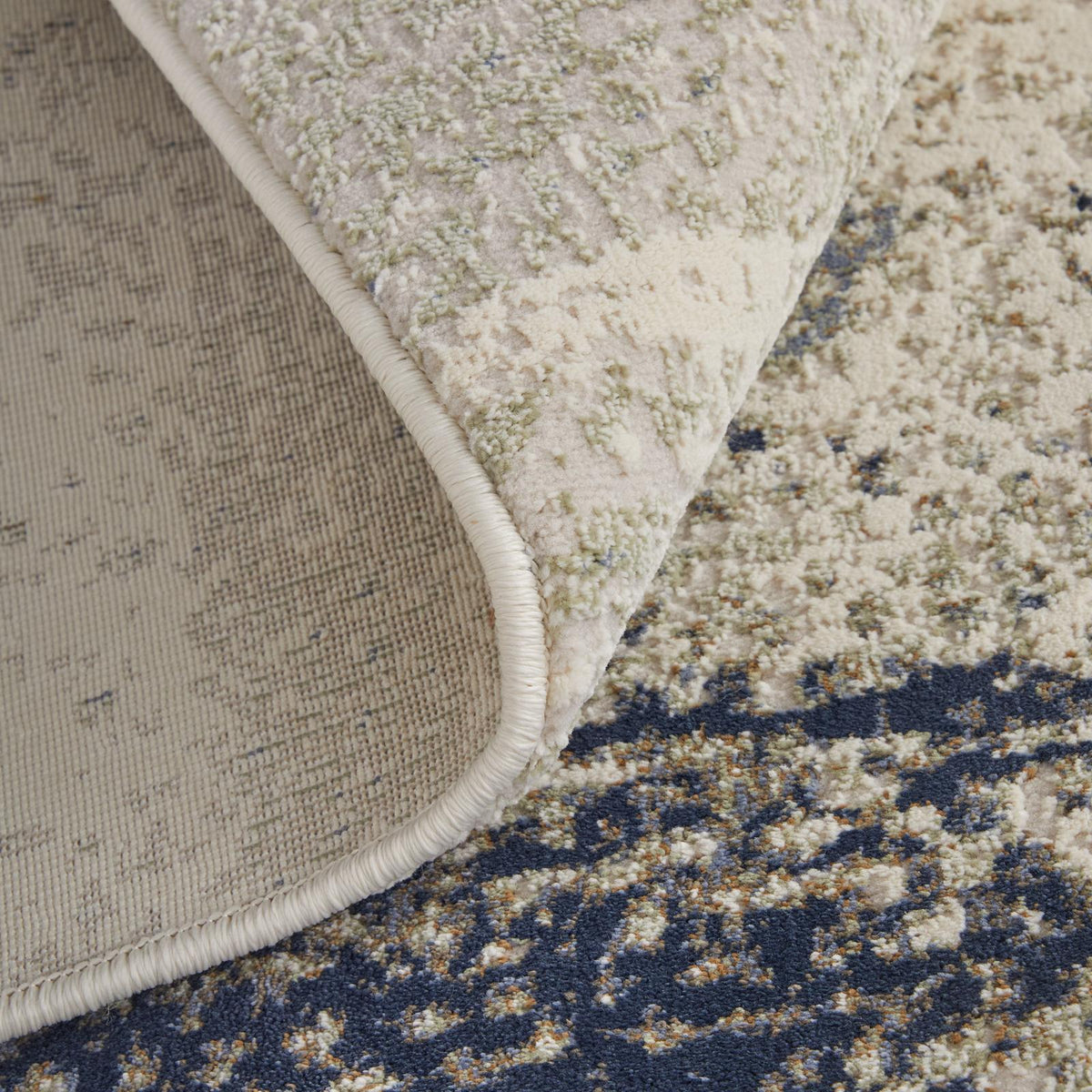 Feizy Mandana 39LZF Modern Abstract Rug in Ivory/Blue