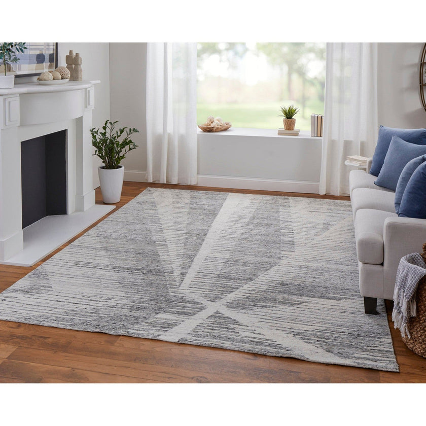 Feizy Brighton 69CHF Modern Abstract in Ivory/Gray