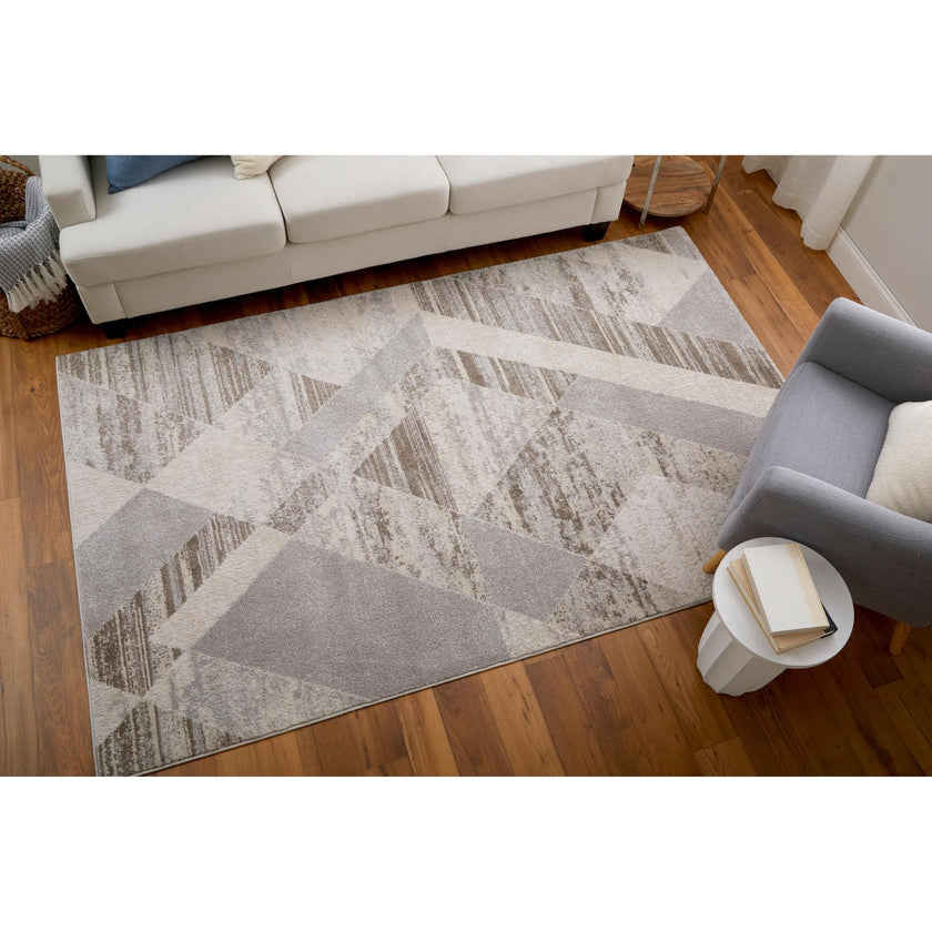 Feizy Vancouver 39NRF Modern Geometric Rug in Tan/Brown/Ivory