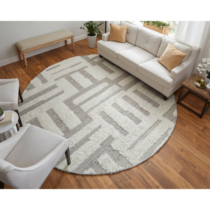 Feizy Ashby 8909F Transitional Geometric Rug in Gray/Ivory