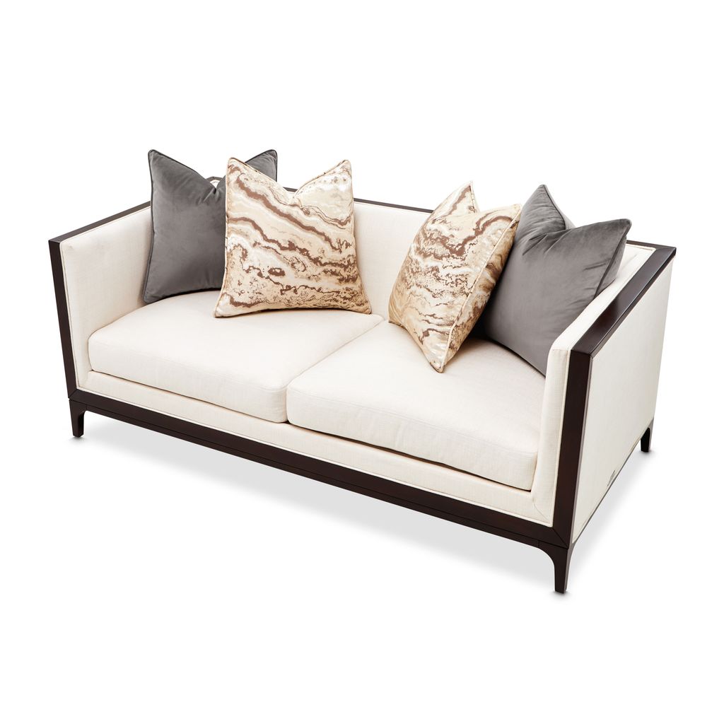 Michael Amini Belmont Place Loveseat - Cream/Espresso