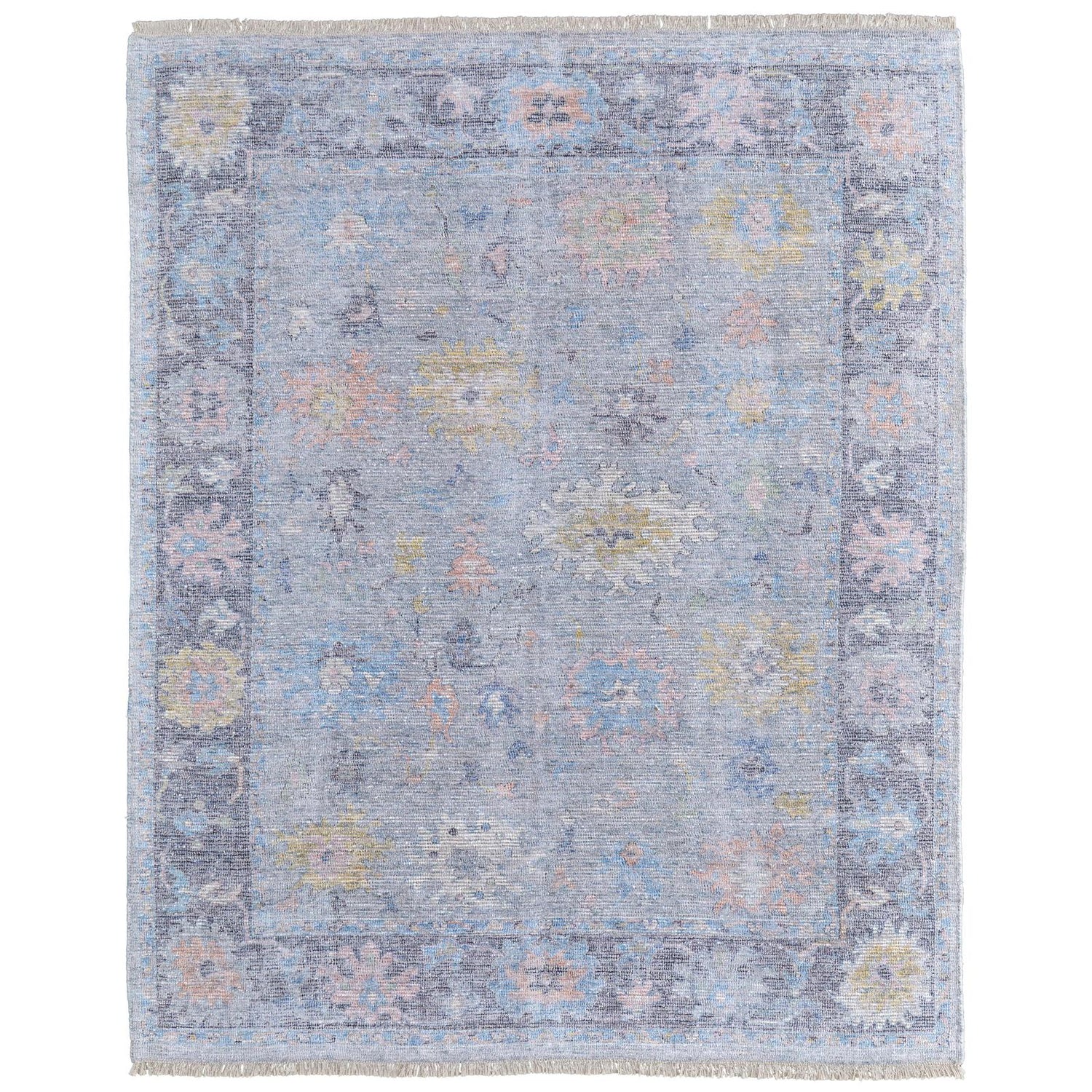 Feizy Caldwell 8979F Transitional Floral & Botanical Rug in Blue/Yellow/Orange