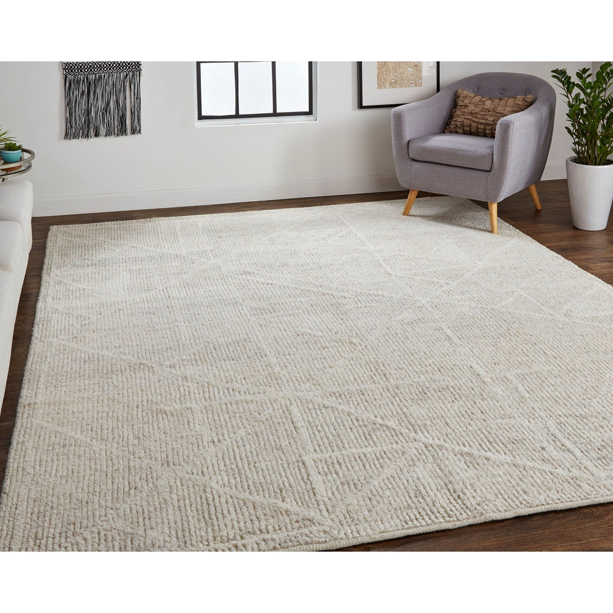 Feizy Alford 6921F Modern Solid in Ivory/Tan