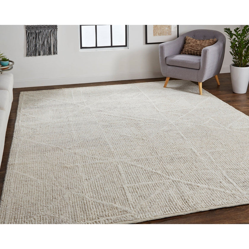 Feizy Alford 6921F Modern Solid in Ivory/Tan