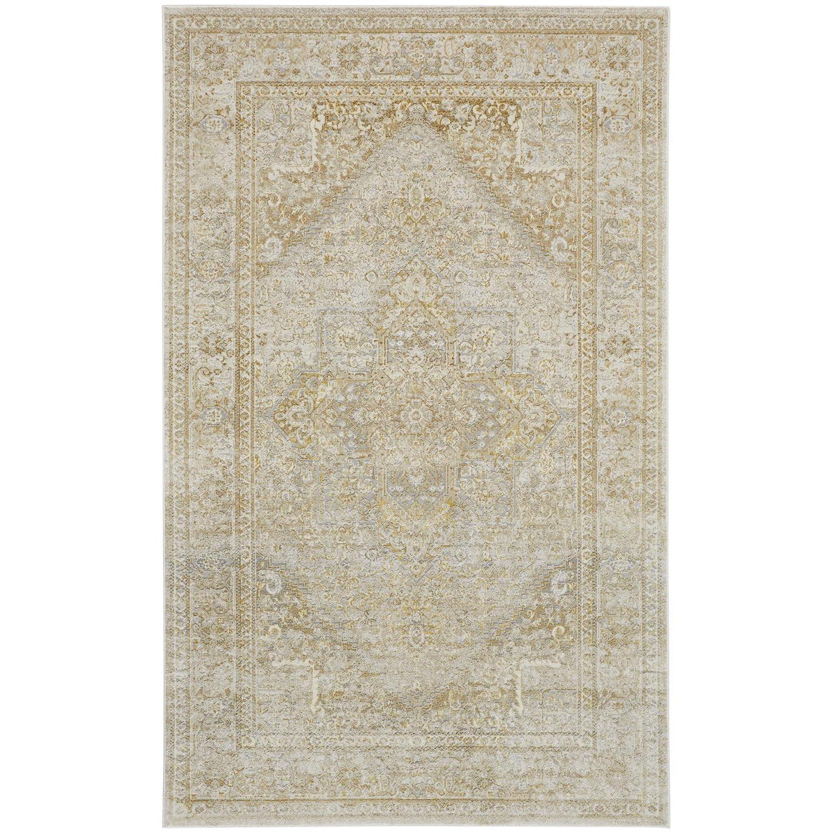 Feizy Aura 3734F Modern Oriental Rug in Ivory/Gold