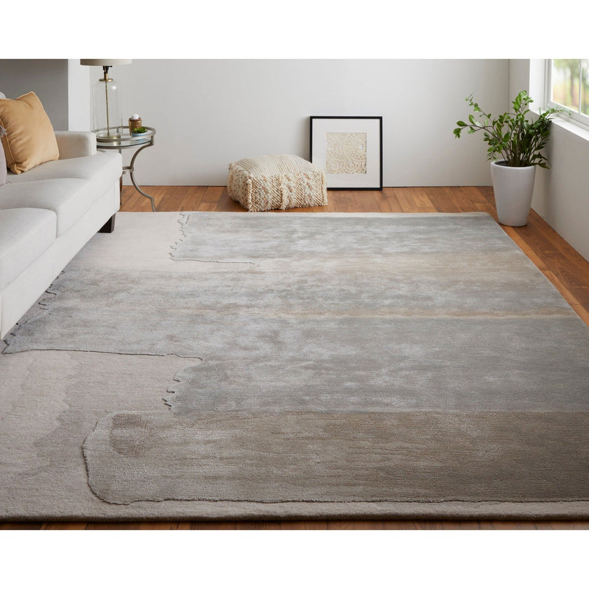 Feizy Anya 8921F Transitional Abstract Rug in Ivory/Gray