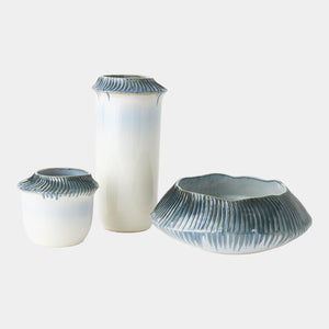 Global Views Aiden Etched Blue Rimed Planter