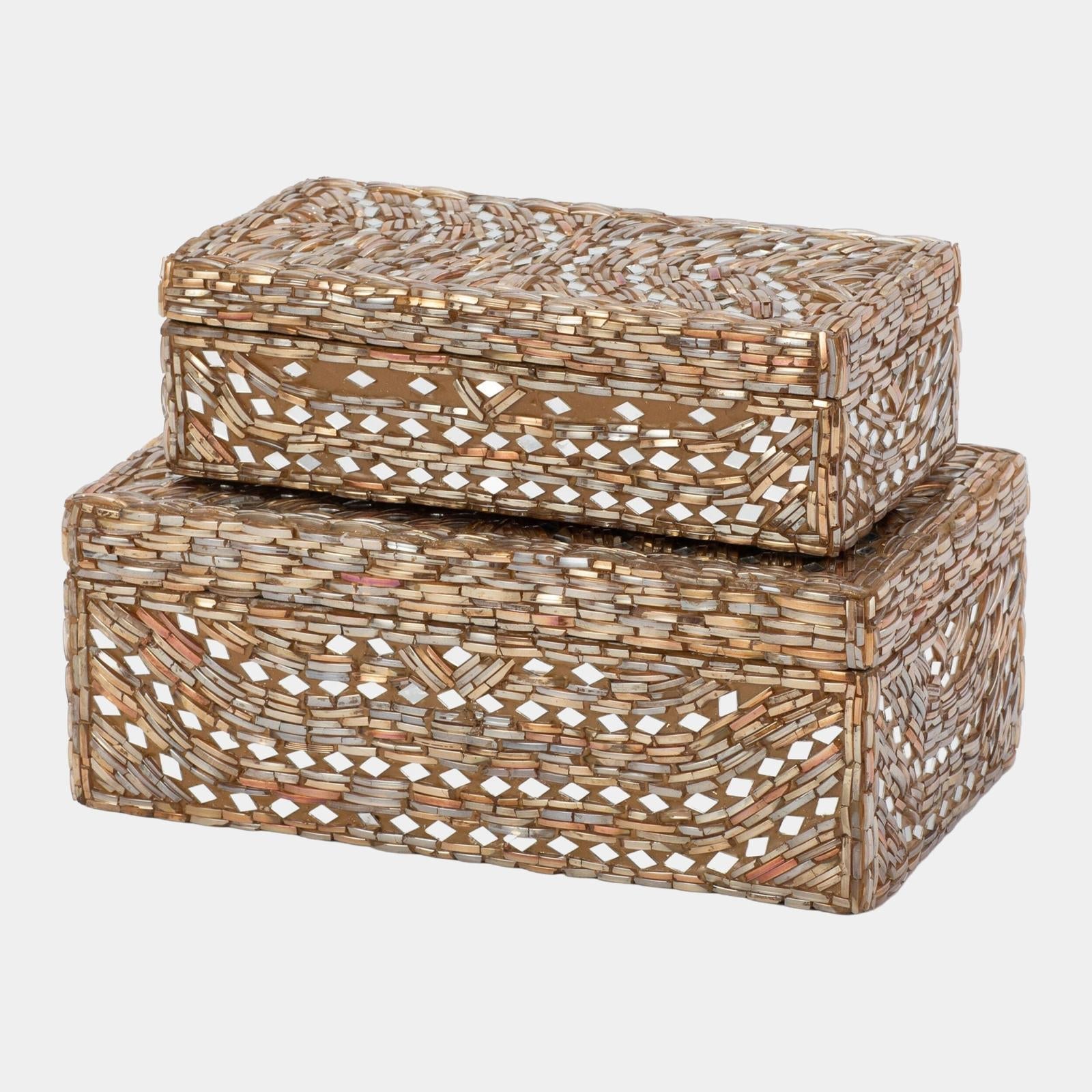 Global Views Priya Taupe Glass Bangle Bracelet Box Clearance
