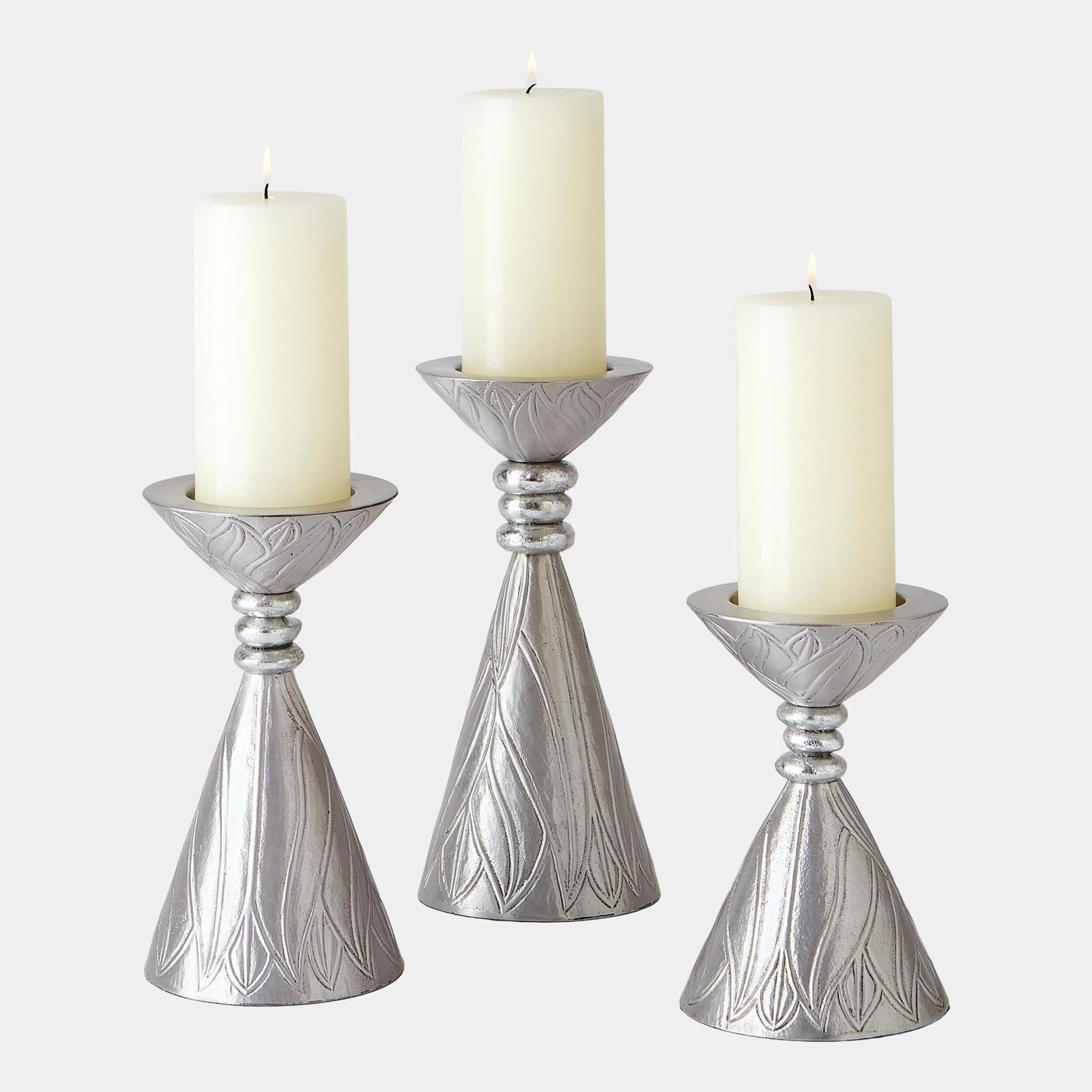 Global Views Leaf Nickel Candle Holder Clearance