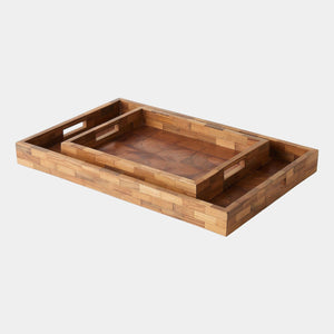 Global Views Willamette Quartered Wood Tray