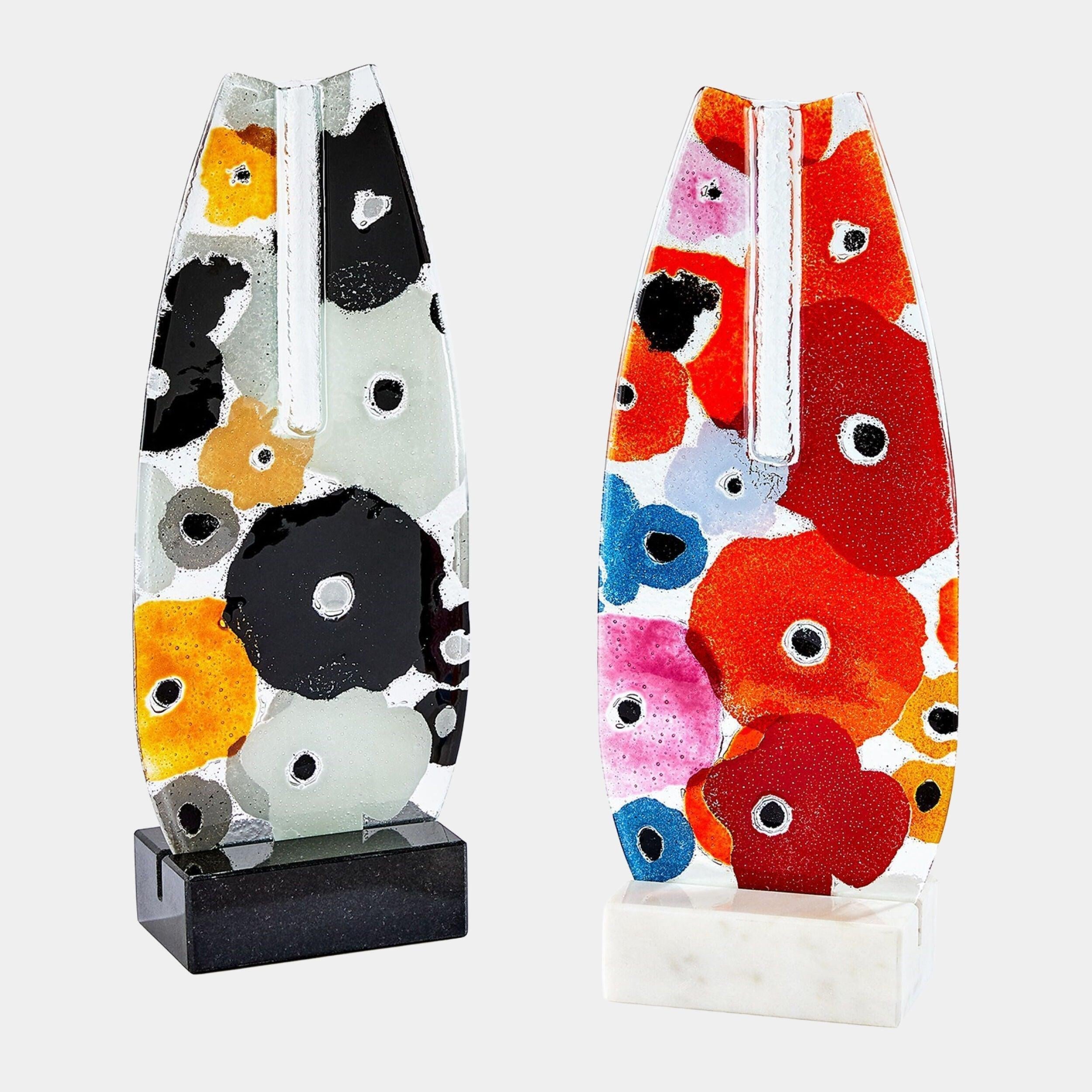 Global Views Fused Floral Flat Vase