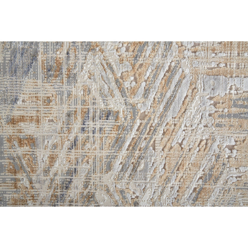 Feizy Laina 39G6F Transitional Abstract in Tan/Ivory/Gray