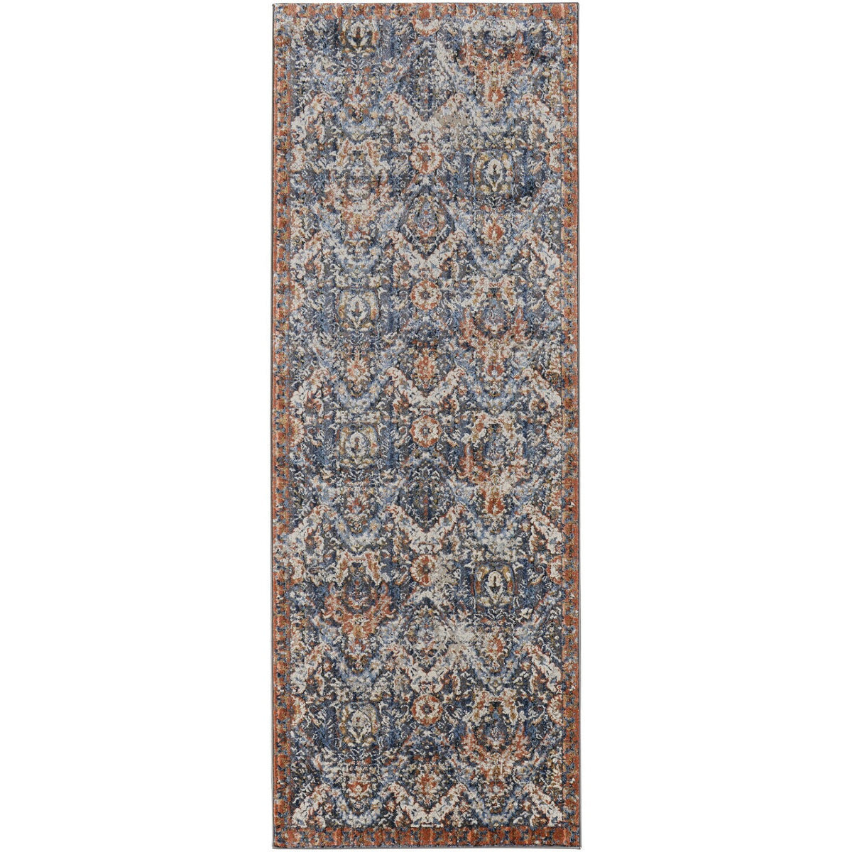 Feizy Kaia 39HRF Transitional Floral & Botanical in Blue/Orange/Ivory
