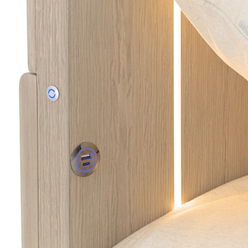 Michael Amini Lotus Bay Panel Bed with LED Lights - Sand