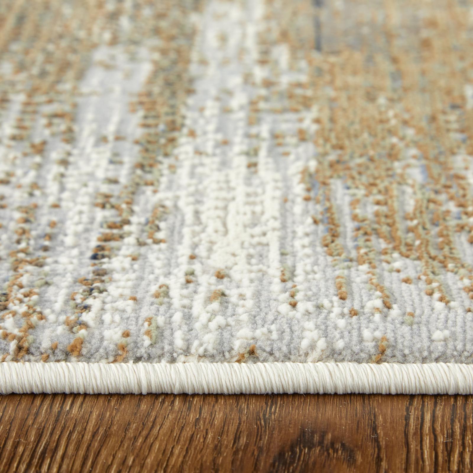 Feizy Mandana 39LYF Modern Abstract Rug in Brown/Ivory