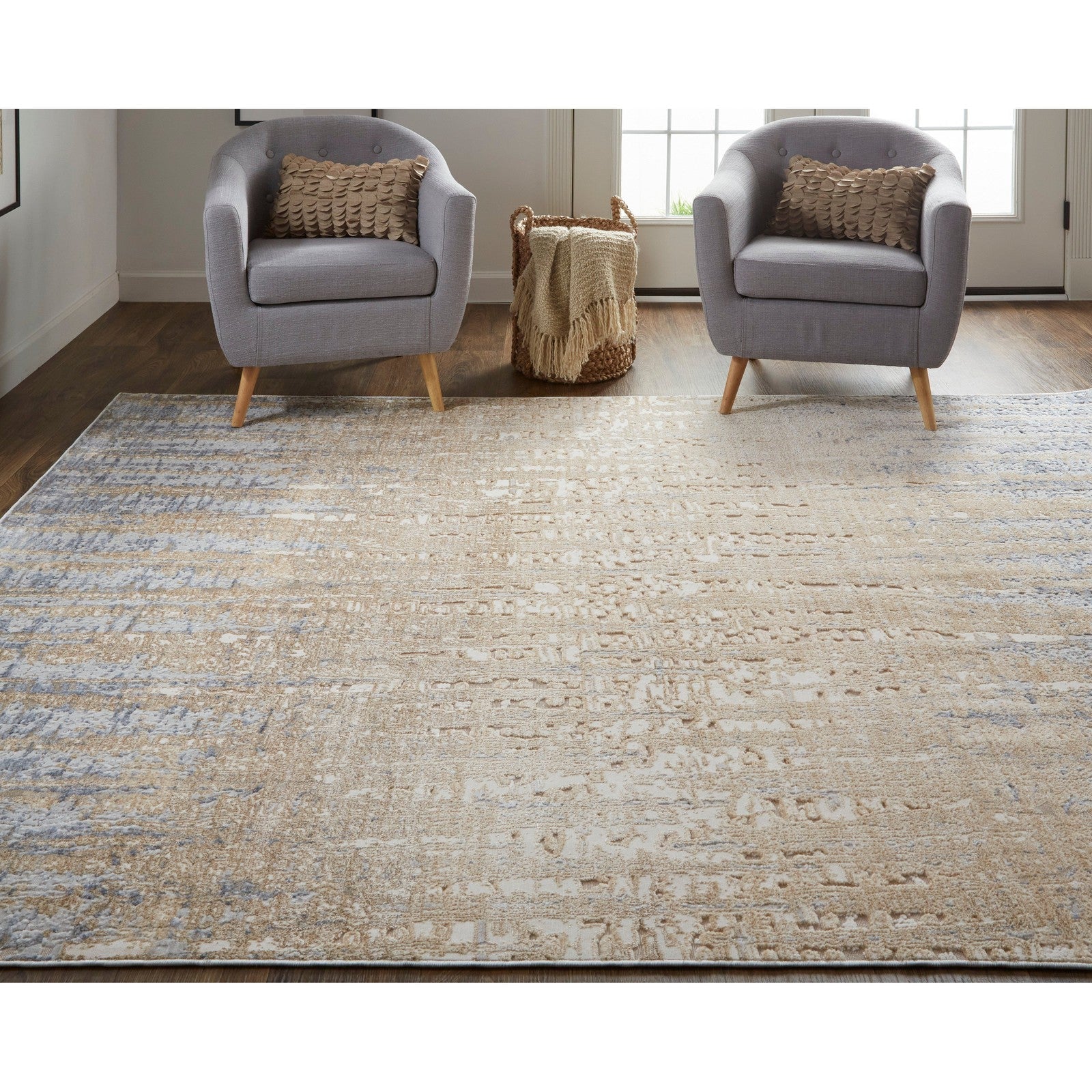 Feizy Laina 39G9F Transitional Gradient & Ombre in Tan/Brown/Blue