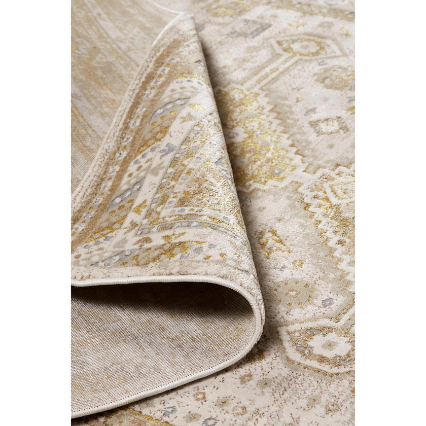 Feizy Aura 3738F Modern Persian Rug in Gold/Ivory