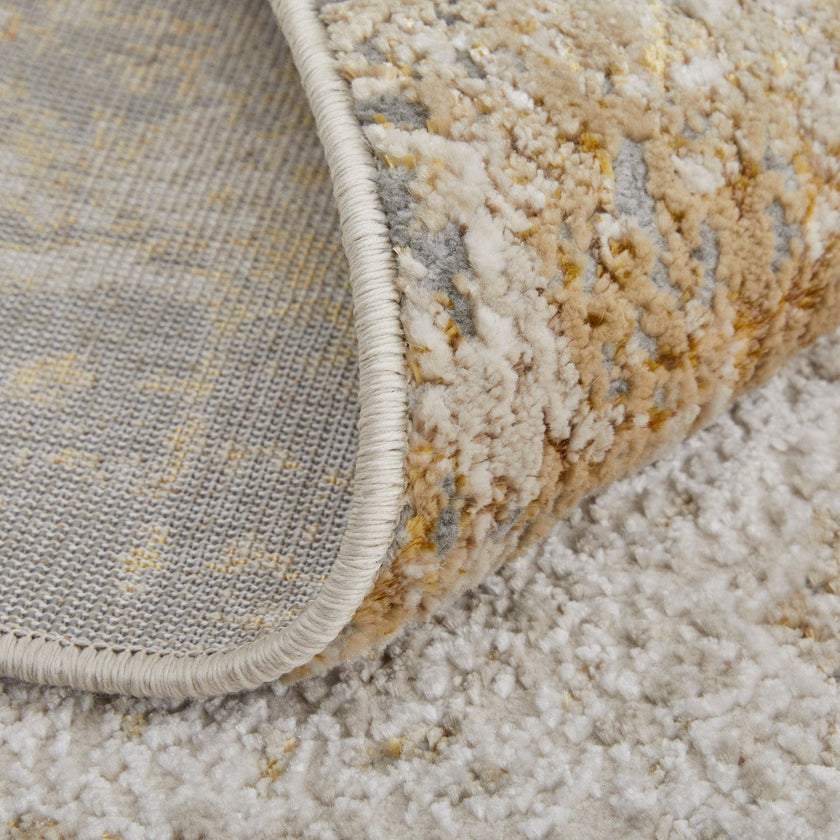 Feizy Aura 39LNF Modern Abstract Rug in Ivory/Brown/Gray