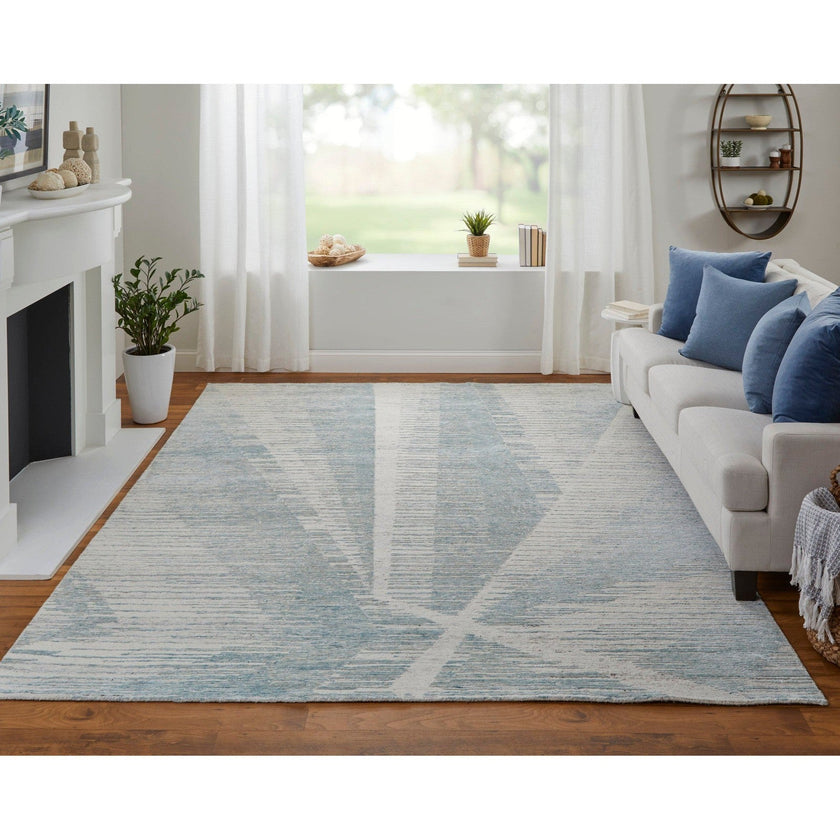 Feizy Brighton 69CHF Modern Abstract in Blue/Ivory/Silver