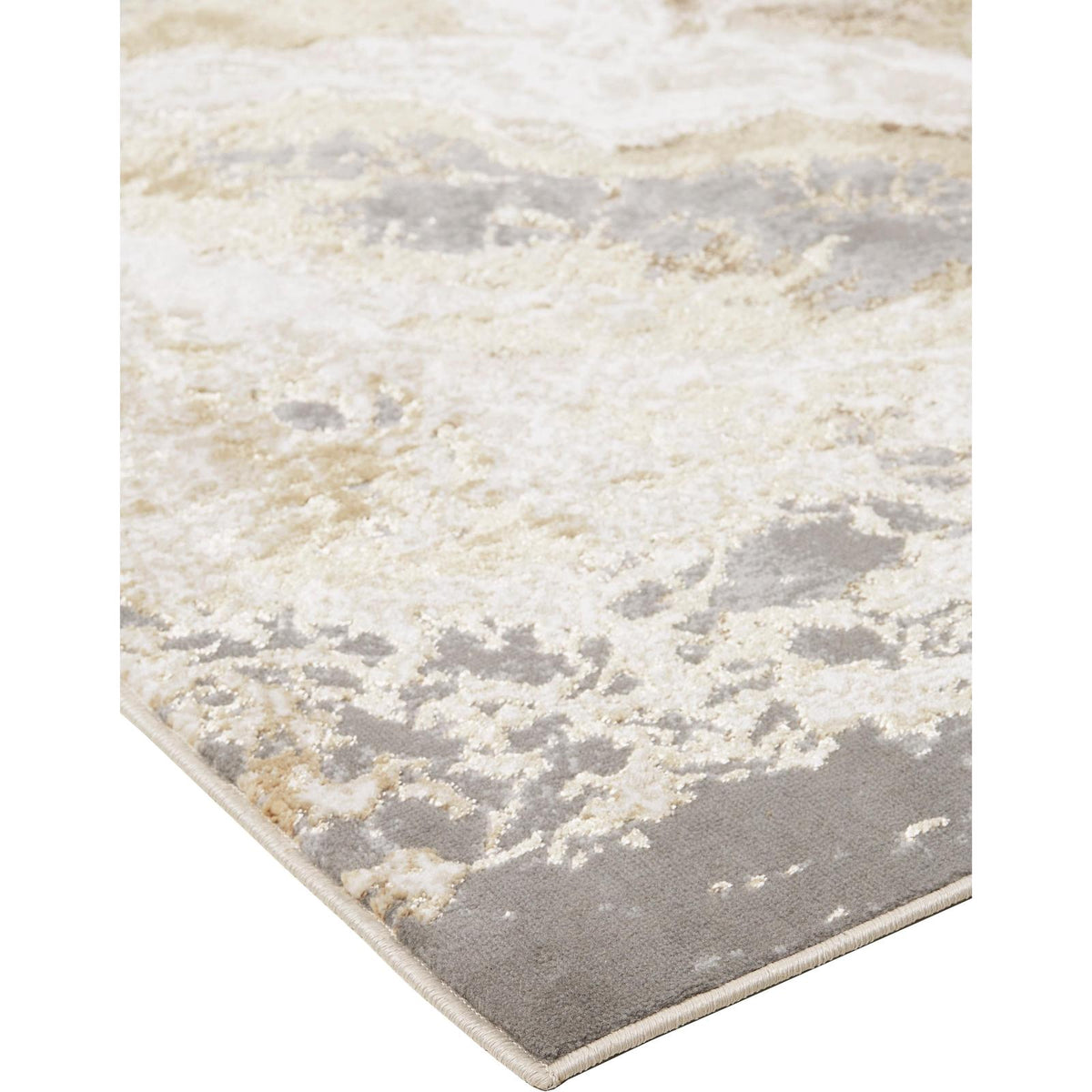 Feizy Aura 3563F Modern Abstract Rug in Ivory/Silver/Gold