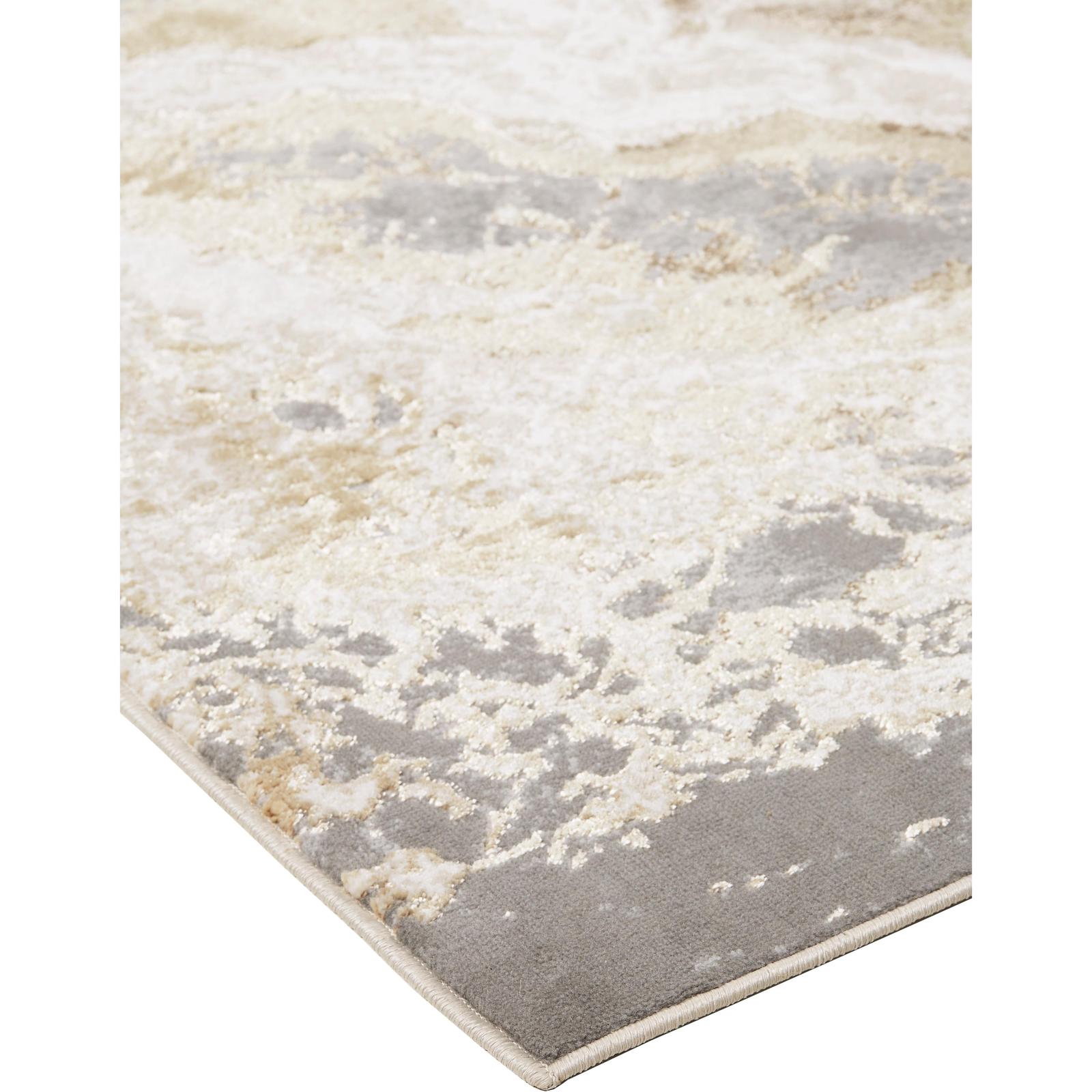 Feizy Aura 3563F Modern Abstract Rug in Ivory/Silver/Gold