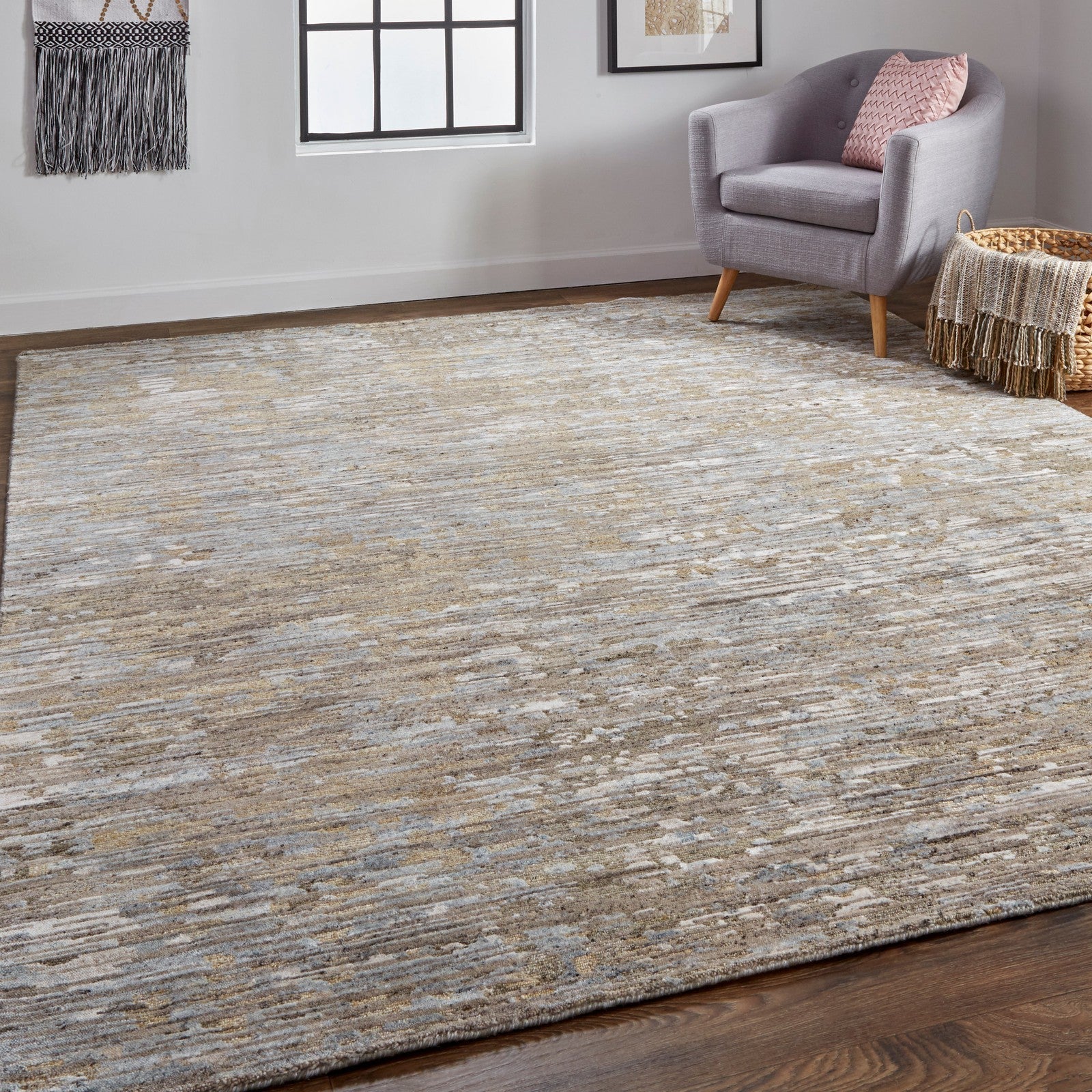 Feizy Conroe 6822F Modern Abstract in Brown/Gray