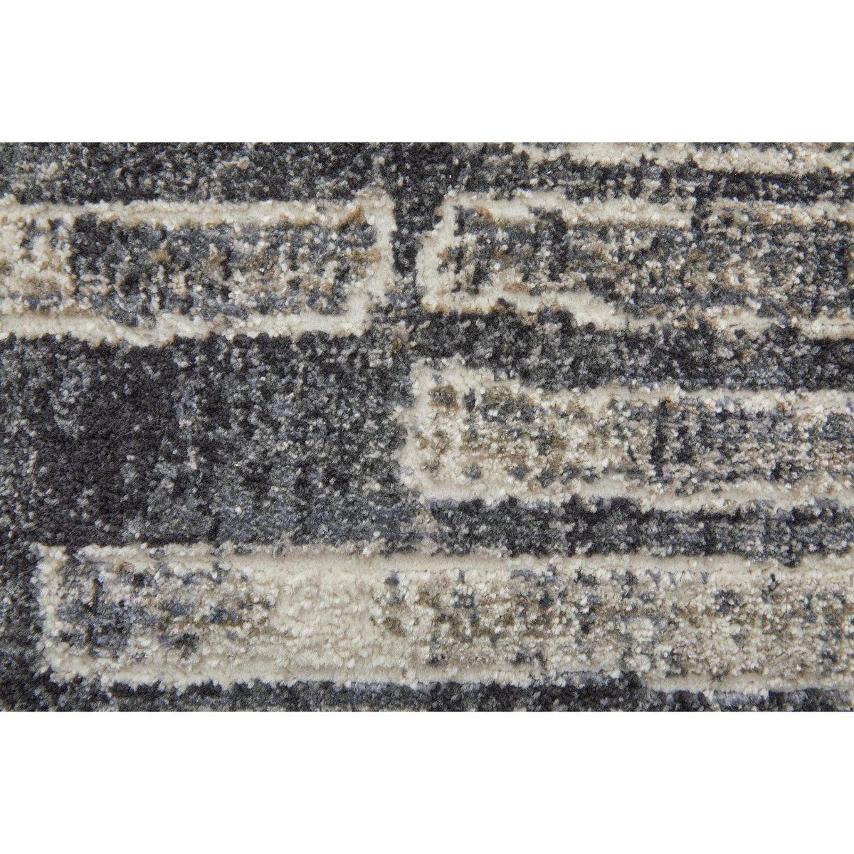 Feizy Kano 39LKF Transitional Geometric Rug in Gray/Black/Ivory