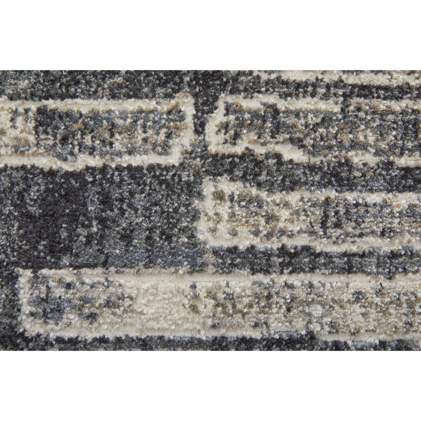 Feizy Kano 39LKF Transitional Geometric Rug in Gray/Black/Ivory