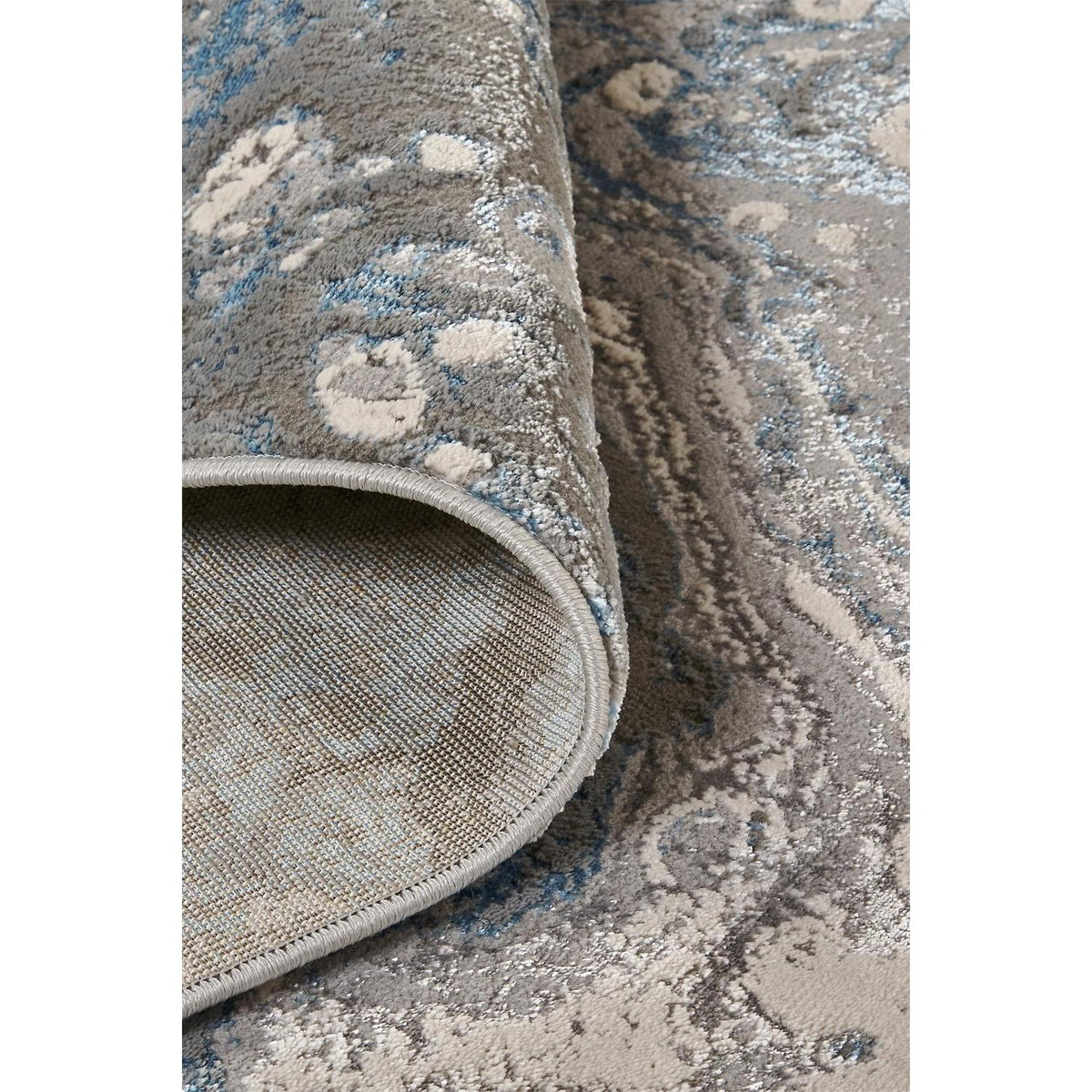 Feizy Azure 3405F Modern Watercolor Rug in Ivory/Gray/Blue