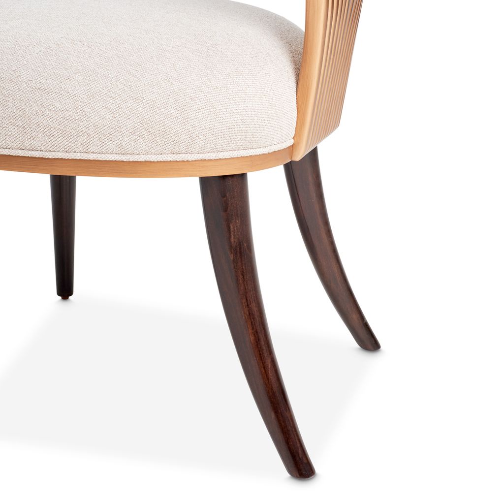 Michael Amini Camellia Field Dining Side Chair - Linen/Warm Pecan - Set of 2