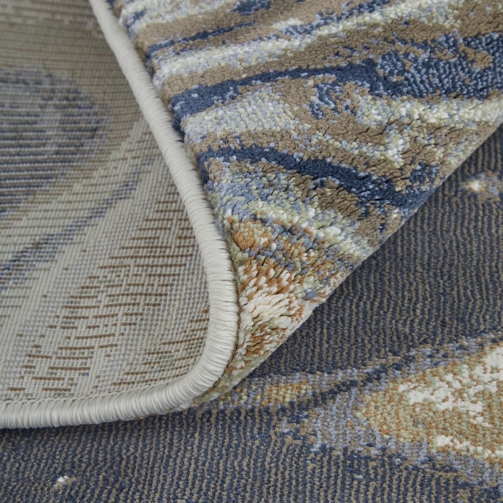 Feizy Mandana 39M1F Modern Abstract Rug in Ivory/Taupe/Blue