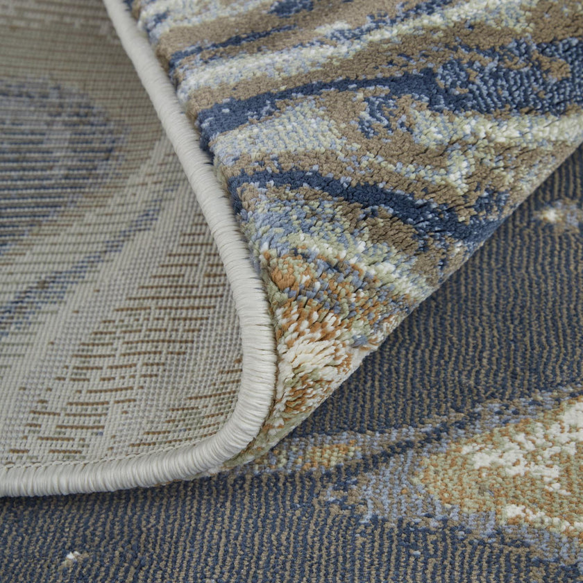 Feizy Mandana 39M1F Modern Abstract Rug in Ivory/Taupe/Blue