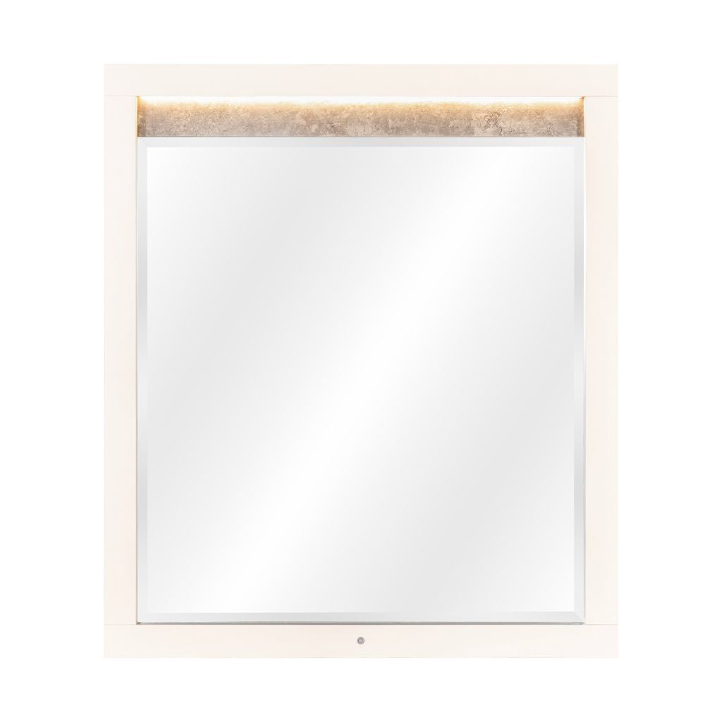 Michael Amini Pavira Dresser Mirror with LED Lights - Stone