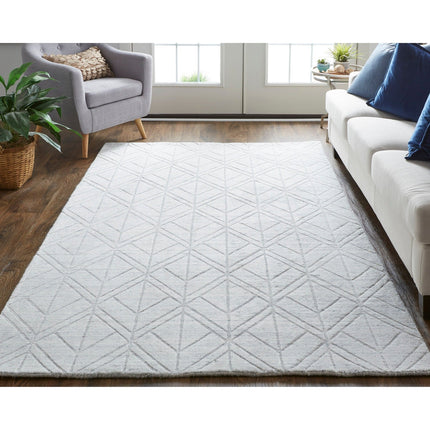 Feizy Redford 8847F Transitional Solid in White/Silver