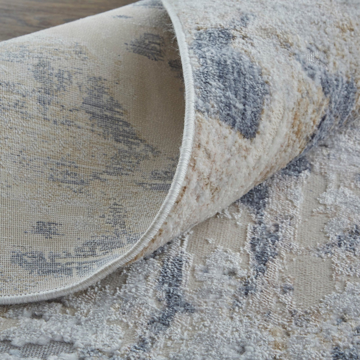 Feizy Laina 39GHF Transitional Abstract in Ivory/Gray/Blue