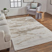 Feizy Aura 3727F Modern Abstract Rug in Ivory/Tan/Gray
