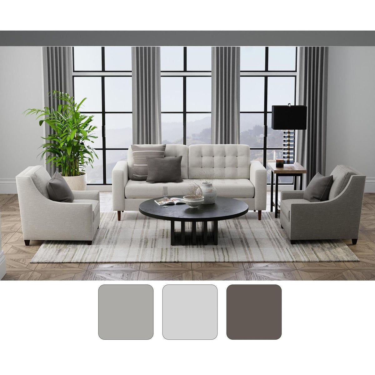 Feizy Richmond 39R3F Modern Geometric Rug in Ivory/Gray/Tan