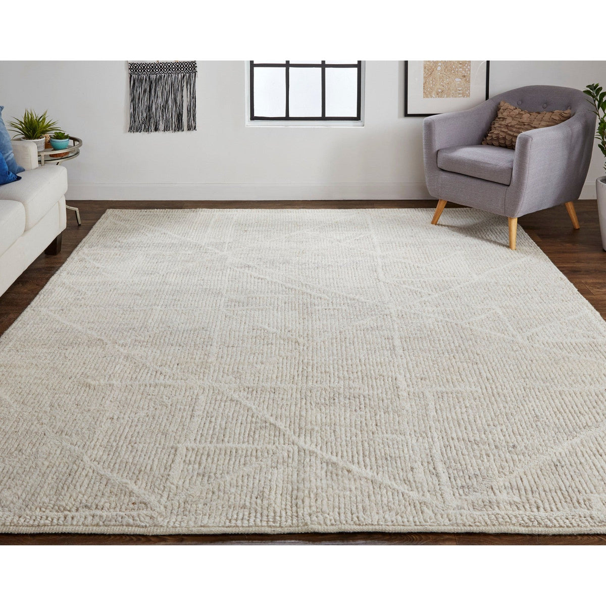 Feizy Alford 6921F Modern Solid in Ivory/Tan