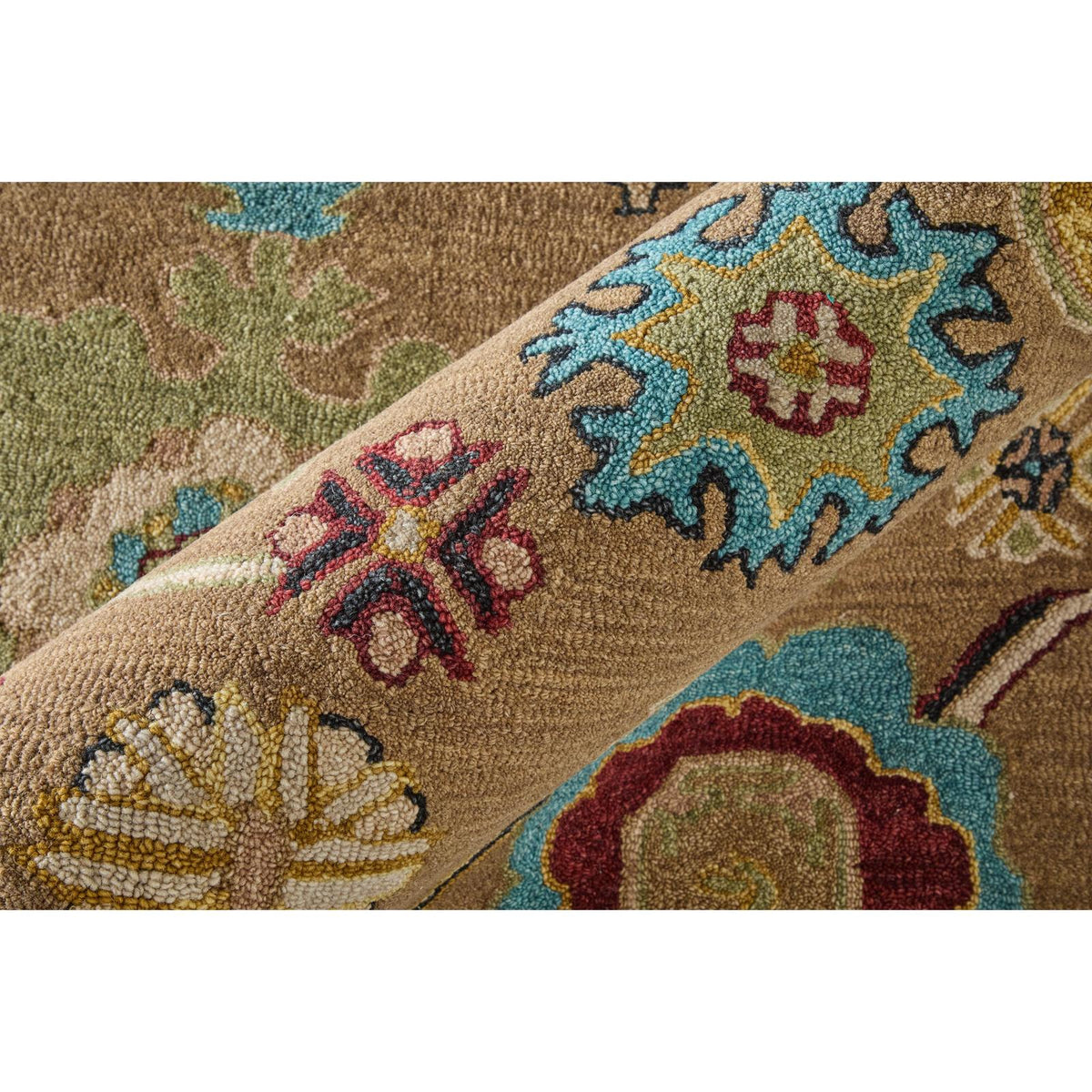 Feizy Springfield 8A45F Traditional Floral & Botanical Rug in Tan/Ivory/Blue