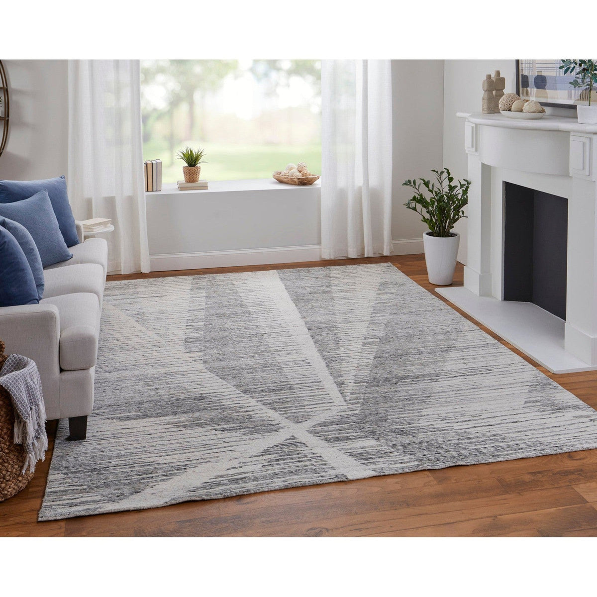 Feizy Brighton 69CHF Modern Abstract in Ivory/Gray
