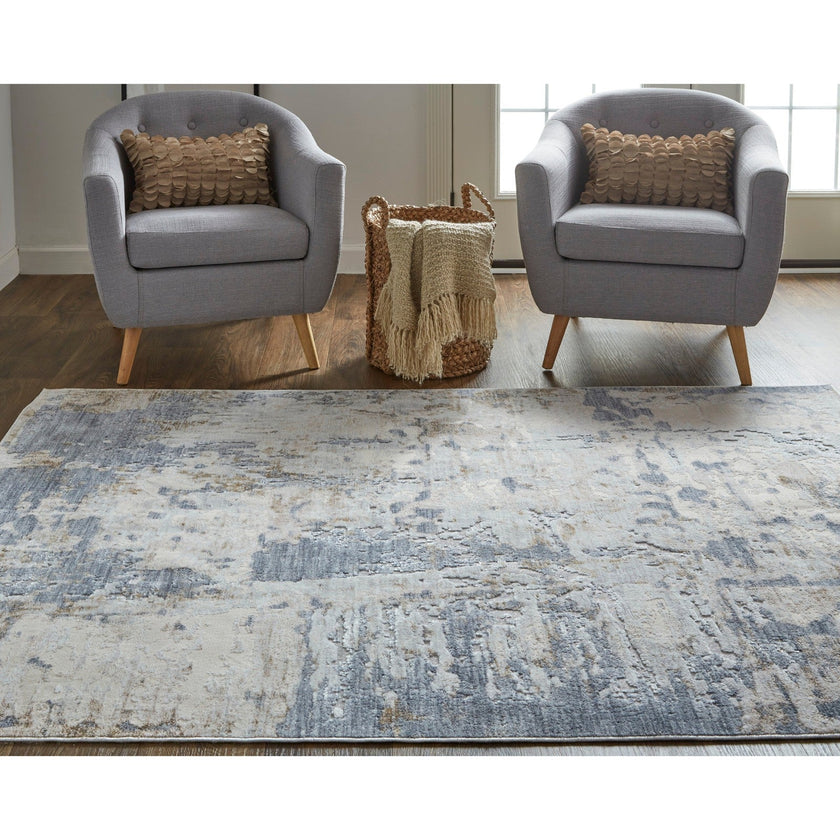 Feizy Laina 39GHF Transitional Abstract in Ivory/Gray/Blue