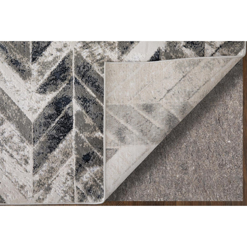 Feizy Micah 3048F Modern Chevron Rug in Black/Gray/Silver