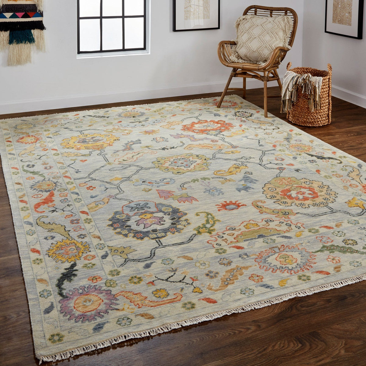 Feizy Karina 6793F Traditional Persian in Gray/Yellow/Red