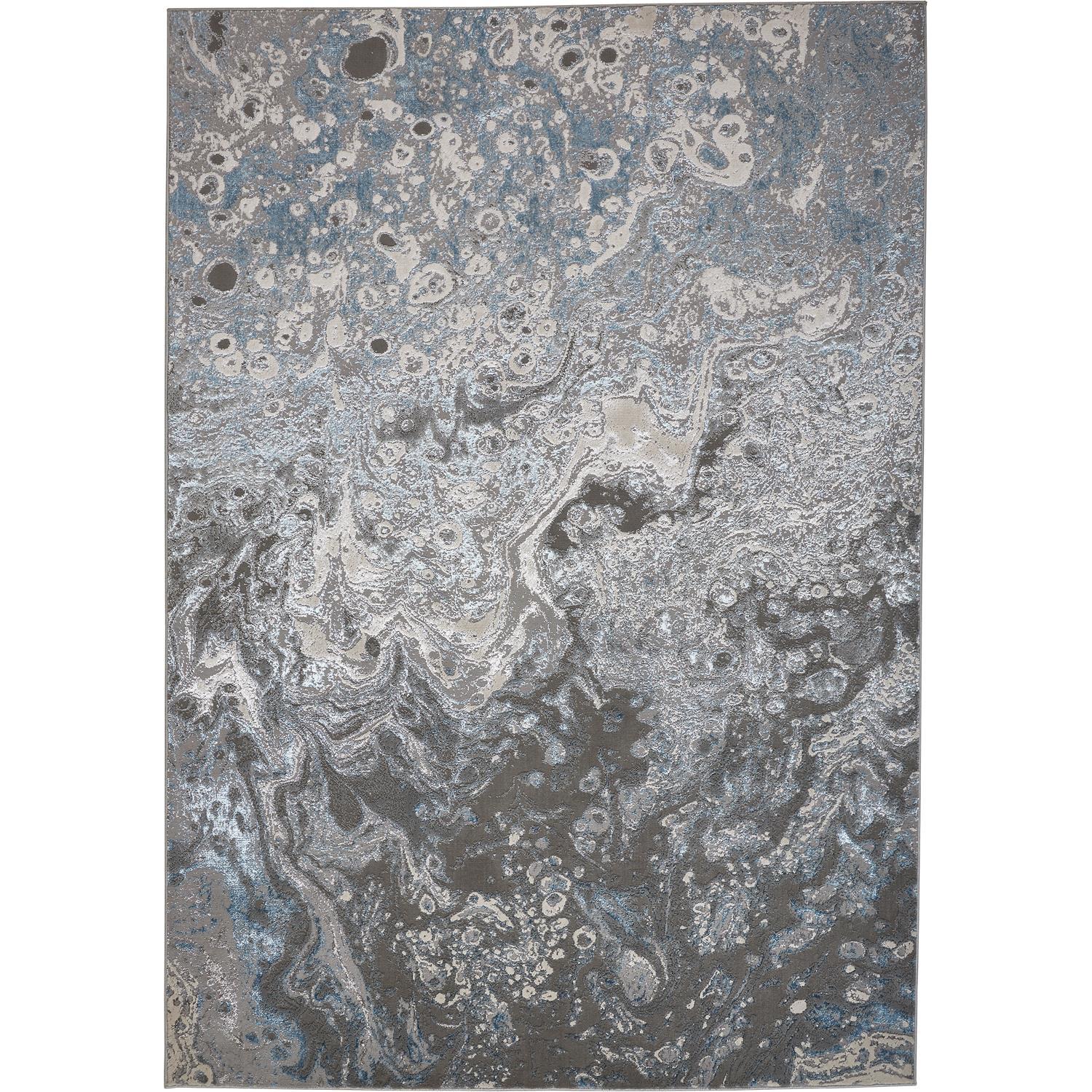 Feizy Azure 3405F Modern Watercolor Rug in Ivory/Gray/Blue