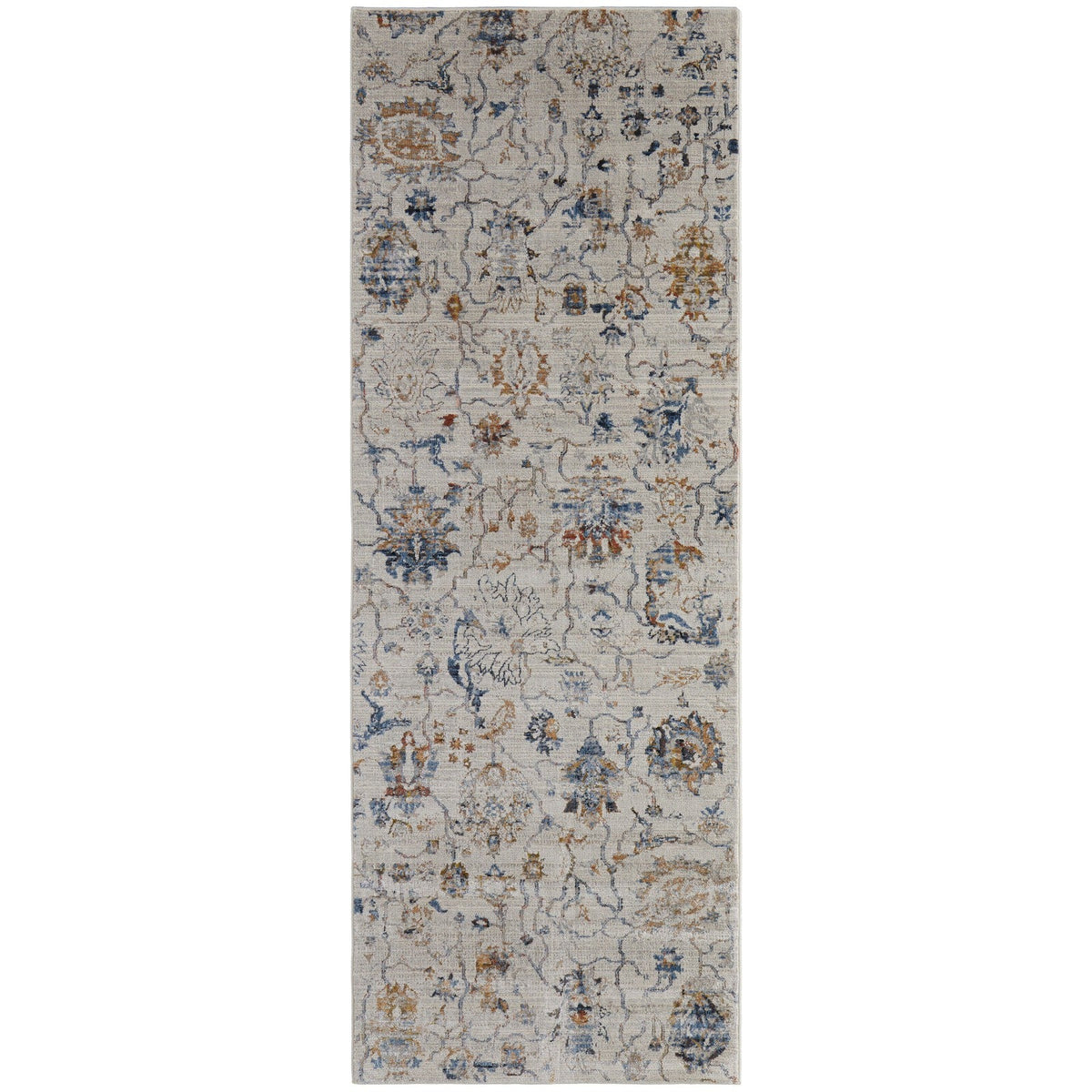 Feizy Kaia 39GPF Transitional Floral & Botanical in Ivory/Orange/Blue