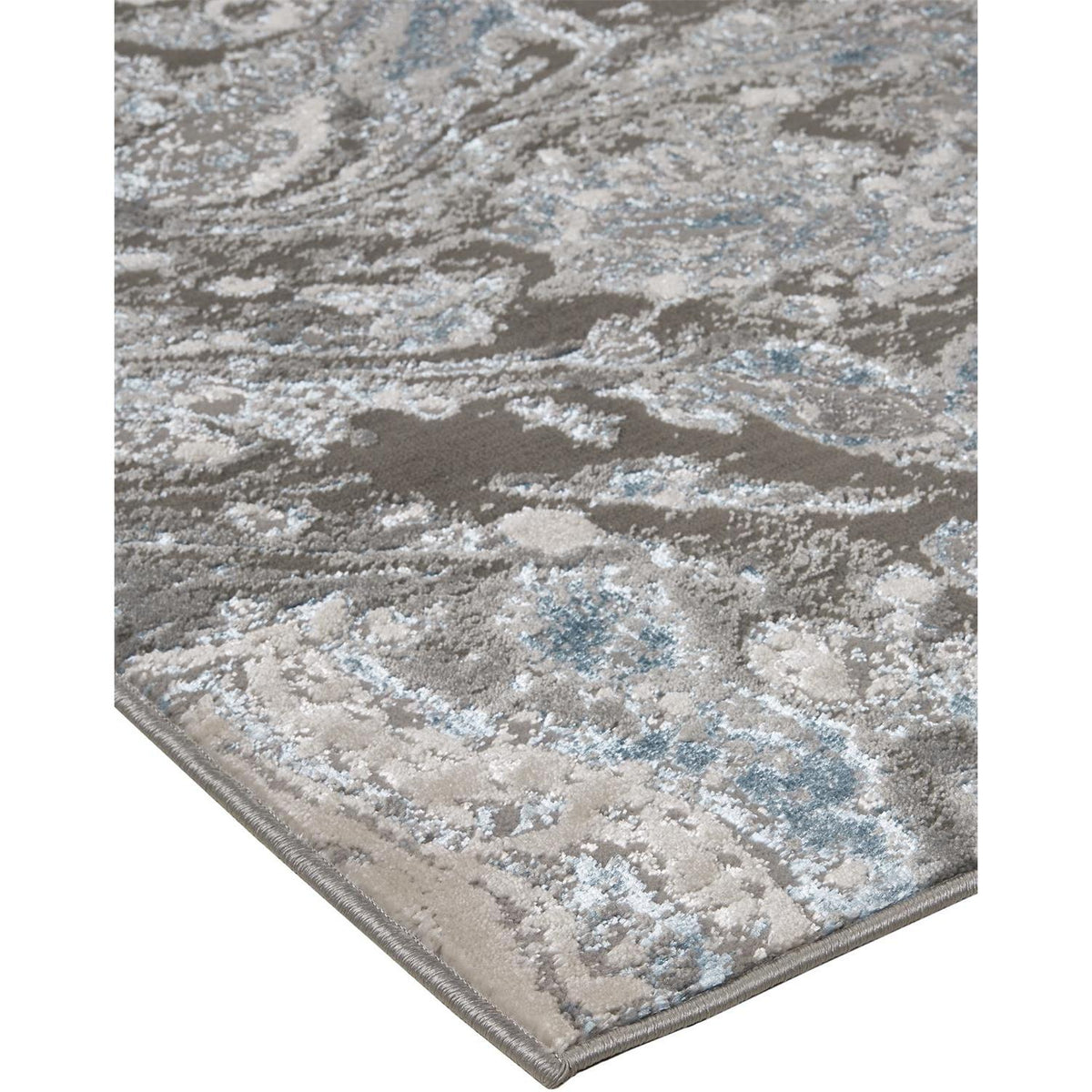 Feizy Azure 3405F Modern Watercolor Rug in Ivory/Gray/Blue