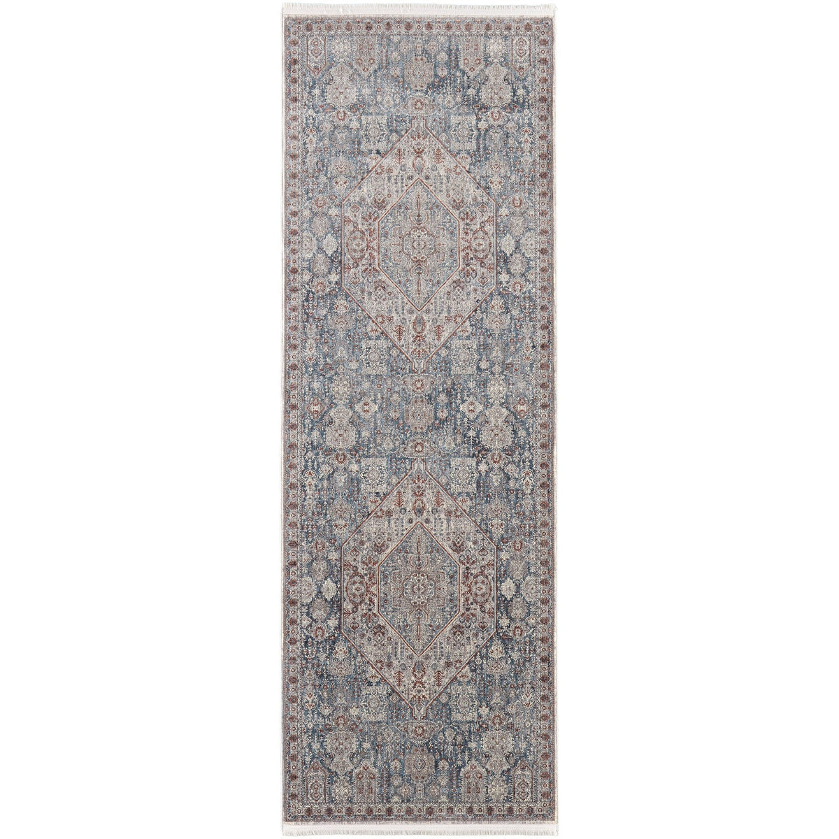 Feizy Marquette 39GUF Transitional Medallion in Blue/Ivory