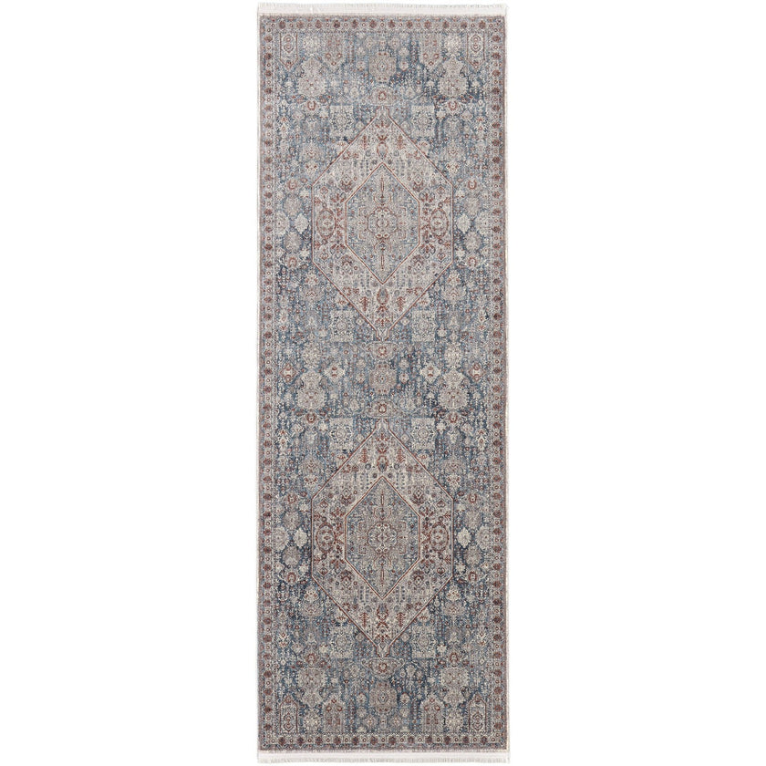 Feizy Marquette 39GUF Transitional Medallion in Blue/Ivory