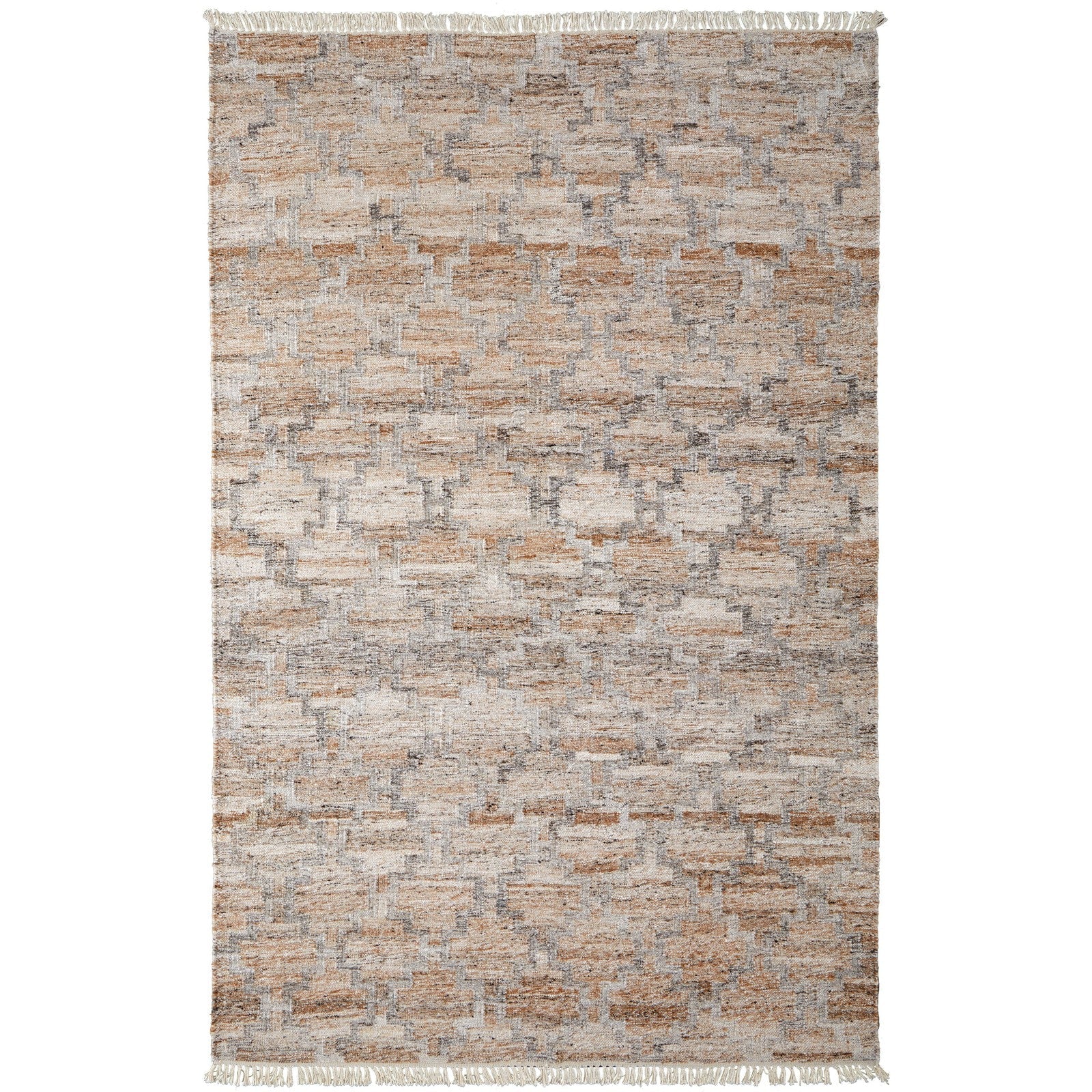 Feizy Beckett 0787F Transitional Trellis & Lattice in Tan/Gray/Ivory