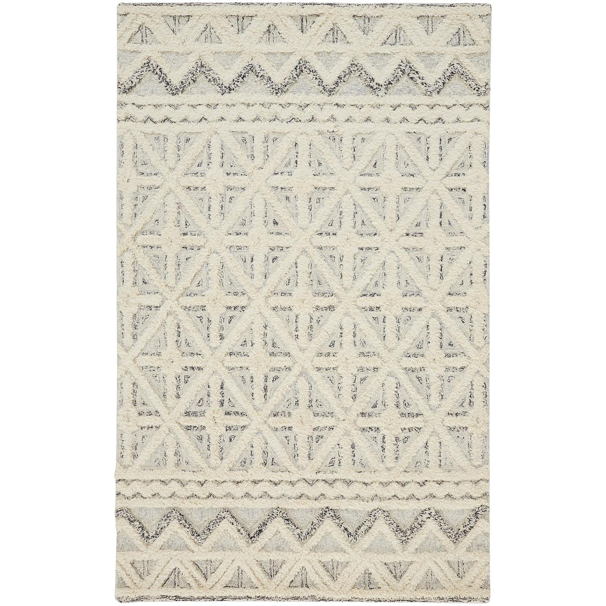 Feizy Anica 8007F Transitional Geometric Rug in Ivory/Black